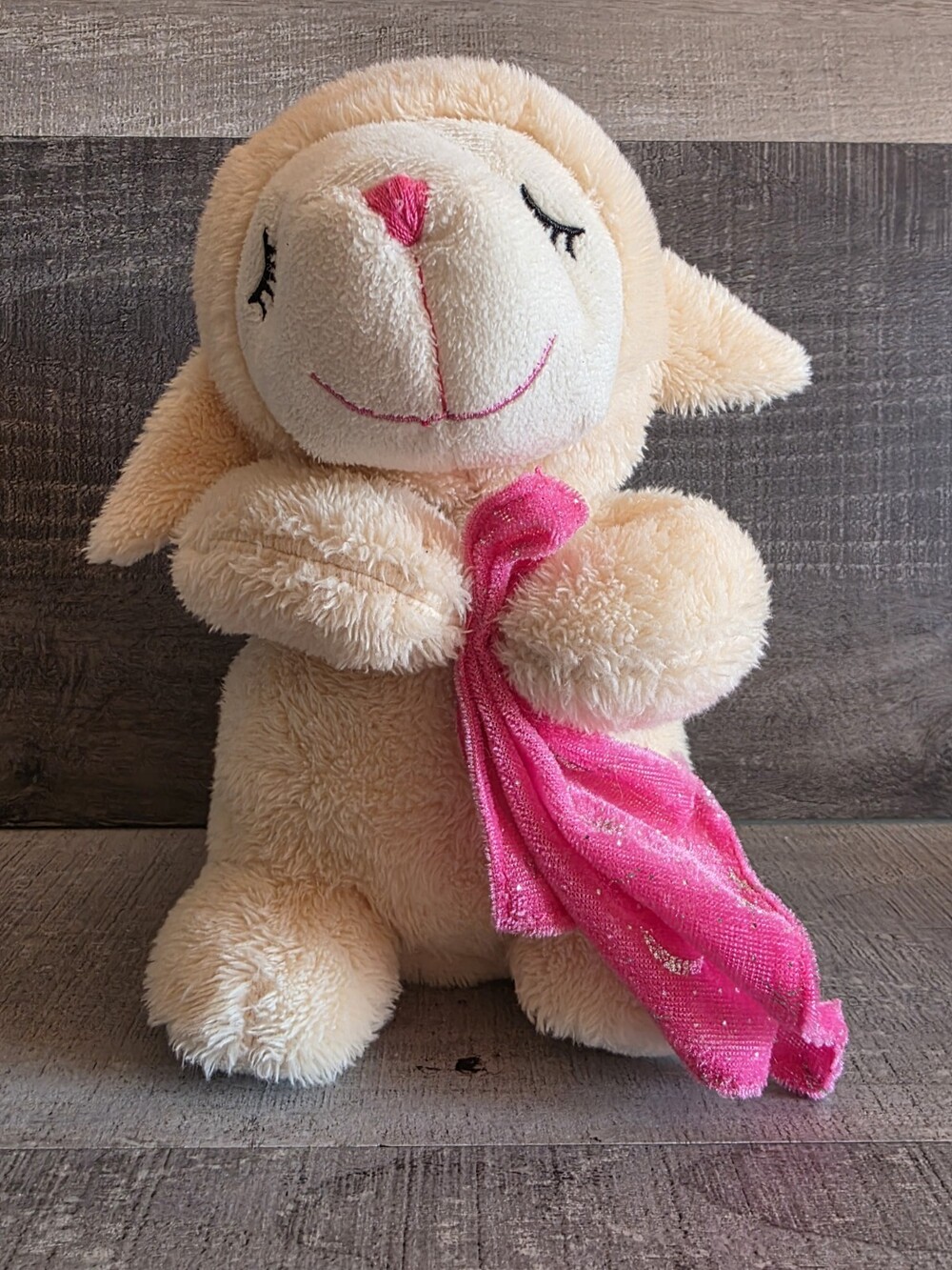 Praying Plush 9” LAMB Lovey Cream Sheep Blanket Says Lord's Prayer g51